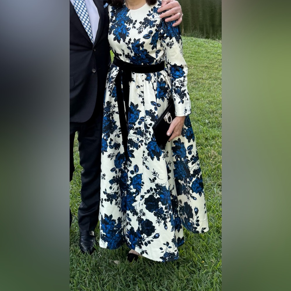 Emilia Wickstead Blue Festive Bouquet Annie Dress